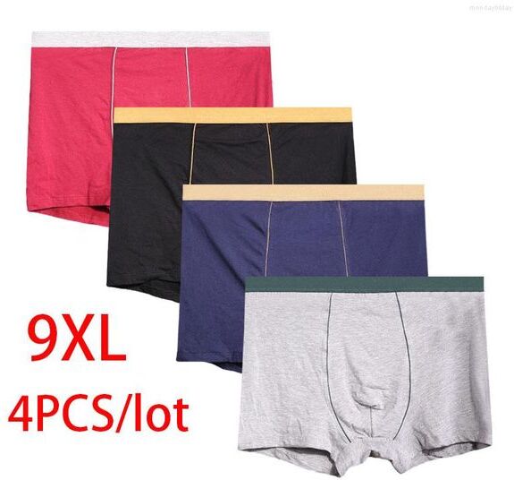 Underpants 4Pcs/lot 9XL Cotton Plus Size Men Boxer Homme Shorts Panties Underwer Man Comfort