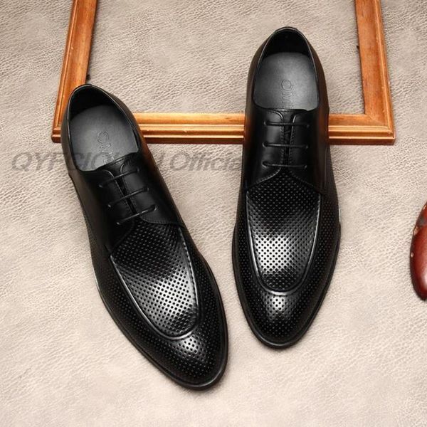 Mens Formal Dress Shoes Genuine Leather Luxury Mens Oxford Shoes Italian Round Head Lace Up Office Business Suit Shoes For Men