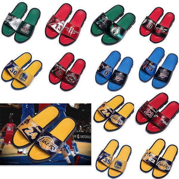 Basketball star Sports Slippers Brand designer Mens Rubber Sandals Beach Slide Non-slip Flip Flops Indoor outdoor Shoes HIGH quality Size 40-45