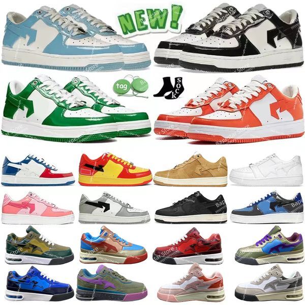 Shoes Men Designer Casual Sk8 Shoes Low for Men Sneakers Patent Leather Black White Blue Camouflage Skateboarding Jogging Sports Star Trainers with Box