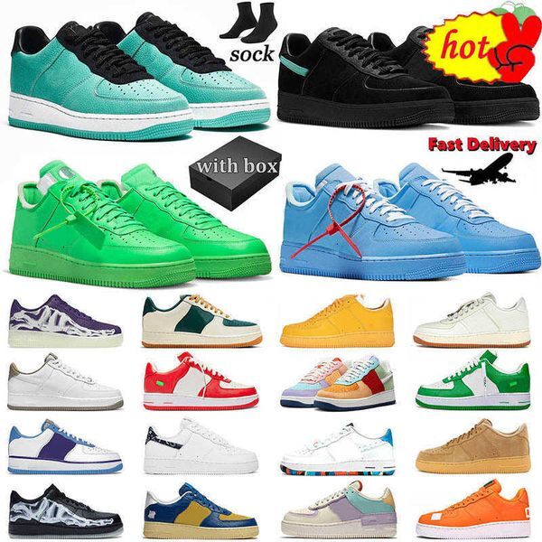 2023 NEW Airforce 1 Shadow One Low Sports Running Shoes AF1 White Black Offs Gum Skeleton Boricua Nail Art Cactus Jack Trainers Comet Red Tiffany