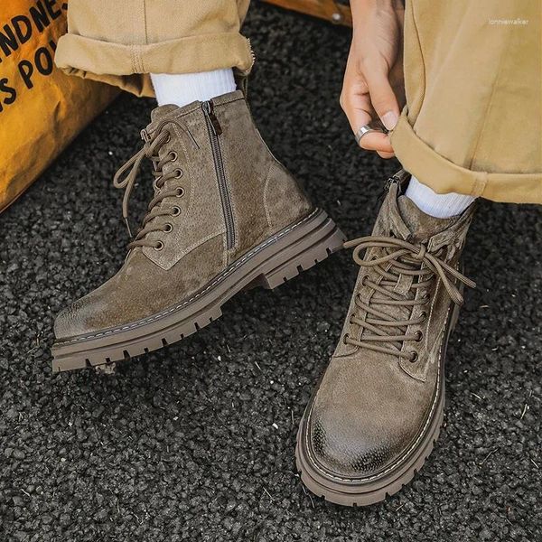 Boots Men&#039;s Classic Retro Leather Outdoor Sports Thick Soles Anti Slip Wear-resistant Desert Precision Craft Suede