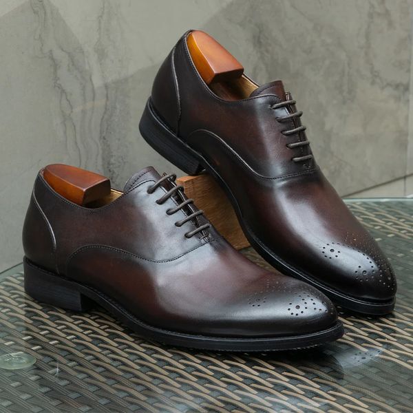 Dress Shoes Classic Italian Style Men&#039;s Dress Shoes Genuine Leather Oxfords Lace-Up Black Brown Business Office Wedding Formal Shoes for Men 231208