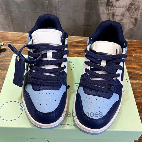 Designer Shoes Blue Vintage Arrowhead Shoes Off Mens Sneakers Brand Side Arrowhead Womens Low Top Casual Toe Layer Calf Leather Upper Rubber Sole Belt Original Box