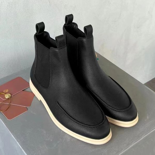 NEW Designer Dress Shoes man favorite winter travel snow boot Walk booties black fur loro mens piana martin boots loafer Leather sheepskin ankle flat sneaker With box