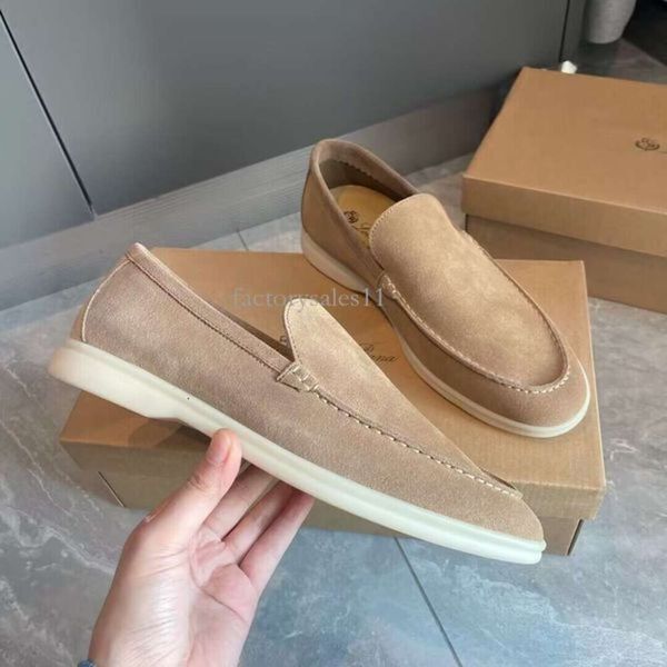 Top Loro Men&#039;s Casual Shoes LP Loafers Man Flat Low Top Suede Cow Leather High Quality Piana Moccasins Summer Walk Comfort Slip on Loafer Mens Sports with Box 504