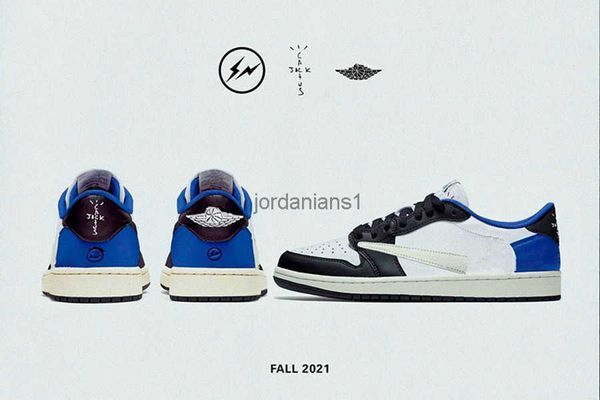 Basketball Shoes Sports Sneakers White Military Blue Designer With Original Box Jumpman 1 Low Og X Fragment Travis / Mens jumpman1shoes