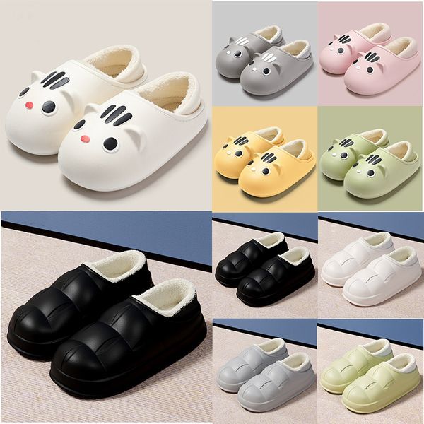 2023 Winter Shoes Cotton Slippers Warm Cartoon Pattern Simplicity Solid Color White Black Creamy Yellow Green Men Women GAI