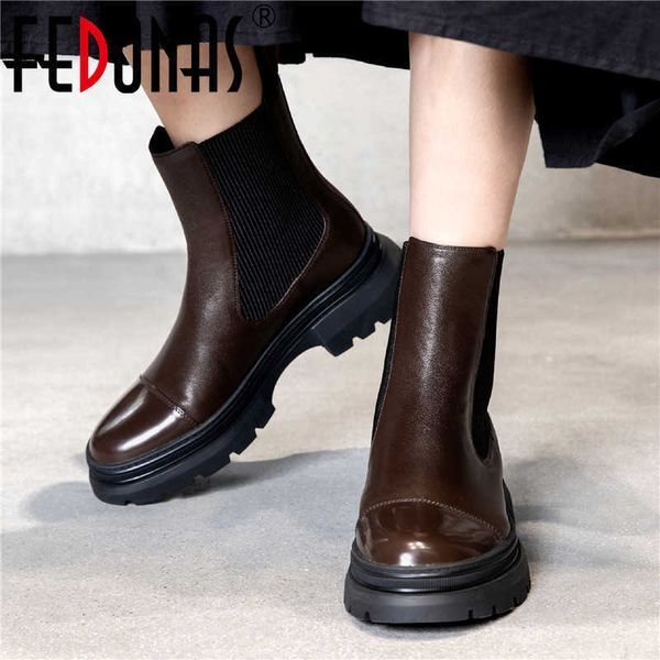 Shoes Woman Fashion Autumn Winter Women Genuine Leather Concise Ankle Boots Motorcycle 210528