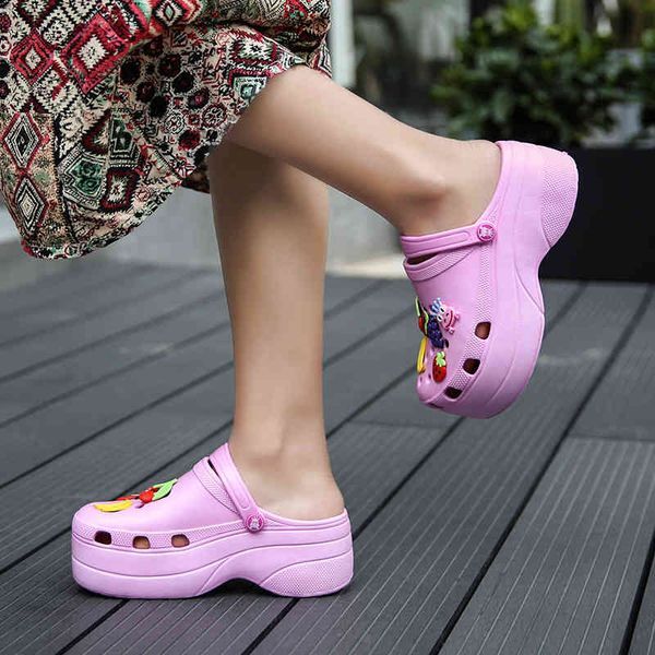 Women&#039;s Slippers Platform Bells Outdoor Garden Shoes Women&#039;s Swimming Pool Sandals Bathroom Slippers Muilets Beach Slippers J0517