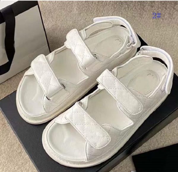 Designer Women Sandals High Quality Womens Slides Crystal Calf leather Casual shoes quilted Platform Summer Beach Slipper With Box BB22-31