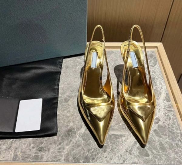 Fashion designer shoes high heels female designer dresses luxurious classic silver gold circular pointed toe high