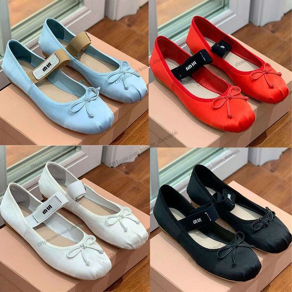 Ballet flat shoes Designer Professional Dance Shoes Satin ballerinas Platform Bowknot Shallow Mouth Single Shoe flat sandals women Loafers