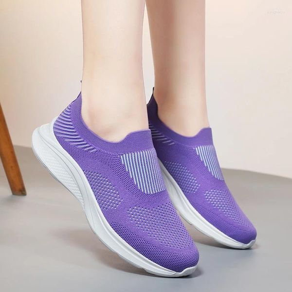 Walking Shoes Women Flats Fitness Mesh Slip-On Light Loafers Summer Sports Outdoor Breathable Sneakers Big Size 36-42