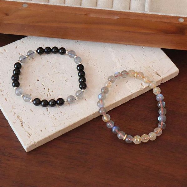 Strand Natural Stone Quartz Citrine Crystal Obsidian Women Fashion Reiki Healing Yoga Medication Balance Wristband