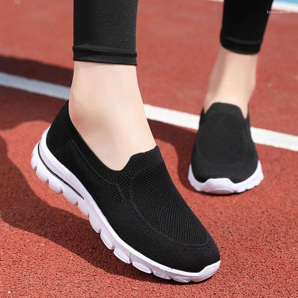 Walking Shoes Women Mesh Fitness Slip-On Light Loafer Summer Sports Outdoor Flats Breathable Sneakers Big Size 35-42
