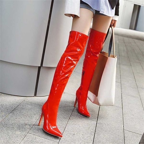 Women Boots Leather Sexy Autumn Winter Thin Side Zipper Thigh High Heel Womens Shoes Heels Knight Boots Tube Over Knee 230830