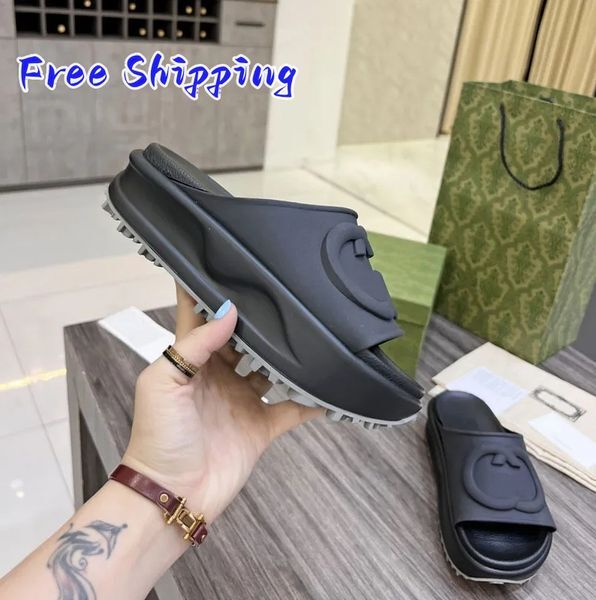 free shipping Luxury Slippers Slide Brand Designers Women Ladies Platform Sandals Women&#039;s Slide Sandal With Lnterlocking G Lovely Sunny Beach Woman Shoes