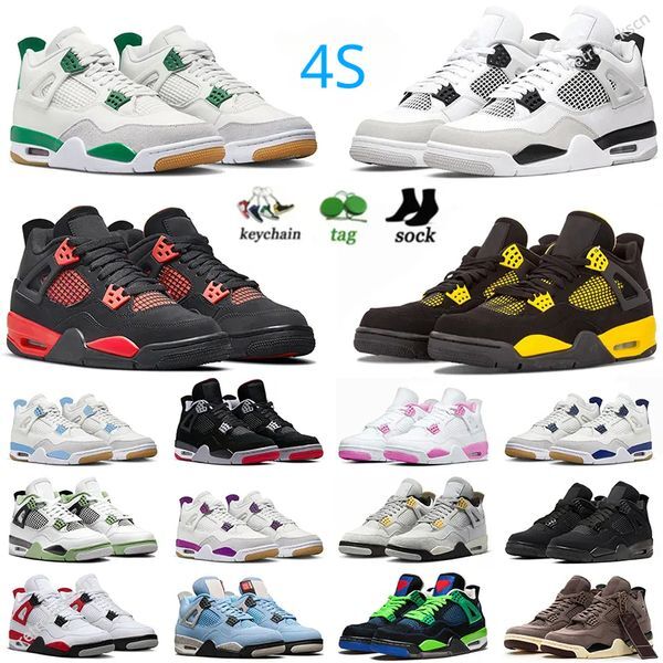 basketball 4 shoes for men women military black cat 4s Pine Green off Sail Blue Red Thunder White Oreo canvas midnight navy Seafoam pure money retros sneakers