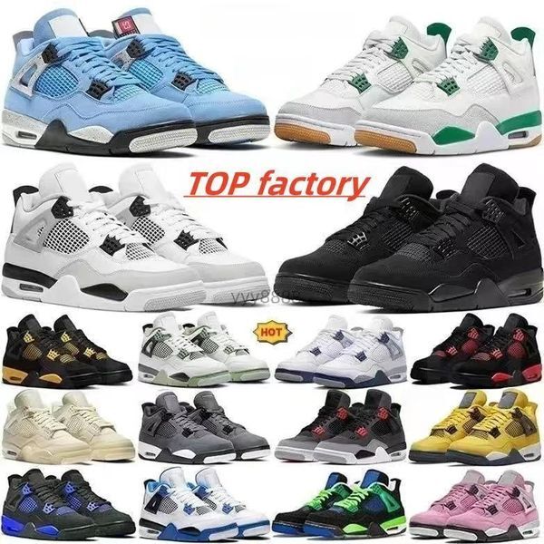 Basketball Shoes Luxurys Designer Shoes with Box Women Jumpman 4 Black Cat 4s Military Black Pine Green Sneakers White Platform Shoes