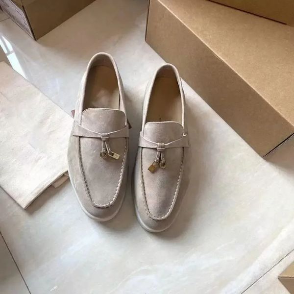 Casual Shoes Suede for Women Round Toe Loafers Mental Decor Chic Leisure Shoe Designer Luxury Brand Flats Slip on Thick Sole Trainers loros with box 38-45