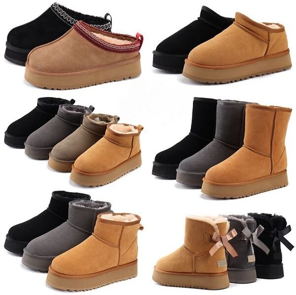 Women Boots Classic Ultra Mini Platform Chesut Fur Black Sheepskin Mules Woman Kids Boot Shoes Suede Upper Comfort Fall Winter Ankle Booties Australia