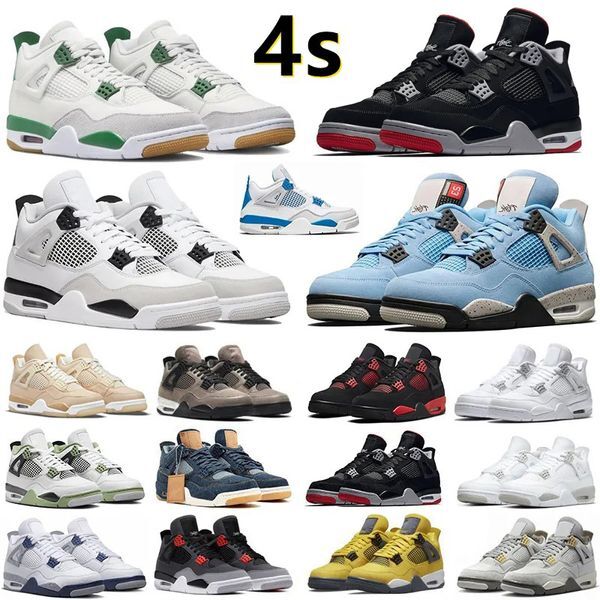 Men Women Basketball Shoes Jumpman 4 4s Sneaker Black Cat Bred Military Fire Red Sail White Oreo Pure Money Dark Mocha University Trainers Sports Sneakers