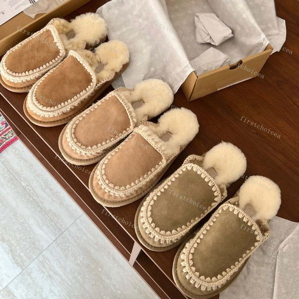 Designer Slipper Women Slipper Furry Slides Australia Winter Slipper Lamb Woolen Slipper Shoes Warm Fluffy Slip Womens Shoes