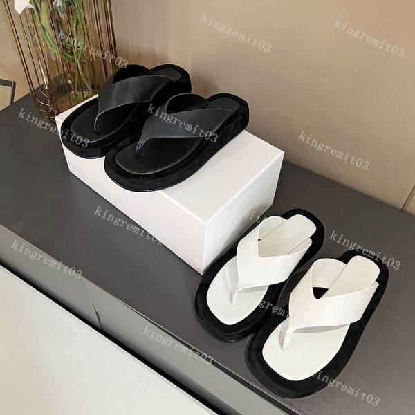 Designer Flip Flops THE ROW Sandals Women Slipper Flat Heels Platform Slides Fabric Sandal Rubber Slippers Fashion Summer Outdoor Casual Shoe Black White Sandals