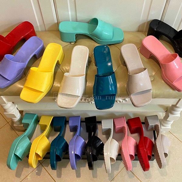 Jelly Sandal Designer Slippers Women Candy Colors High Heel Shoes Thick Bottom Slippers Platform Rubber Sandals Fashion Lady Loafers Open Toe Flat