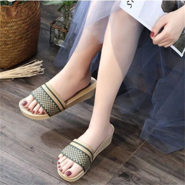 Classic designer women Half slippers leather Suede Thick bottom heels Metal Slides woman shoe beach Lazy Sandals High heeled shoe without box