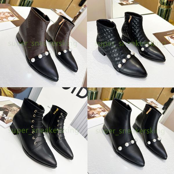 Women Boots Designer Platform Shoes Genuine Leather Ankle Boot Desert Martin Boots Printed letter Booties Ladies Winter Warm Boot size 35-41