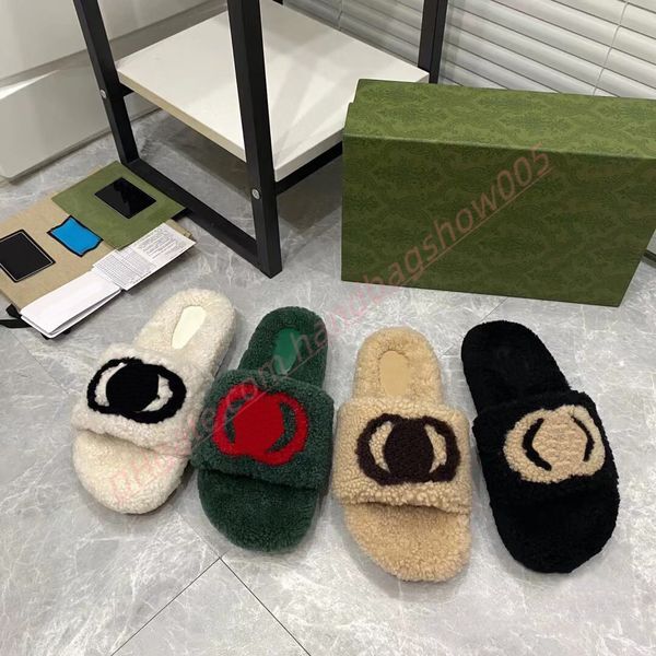 Womens Shoes teddy bear sandals Vintage house slippers fur the north slides Brand tazz sandals Designers ladies black flat shoes Slide Luxurys fuzzy Slippers fluffy