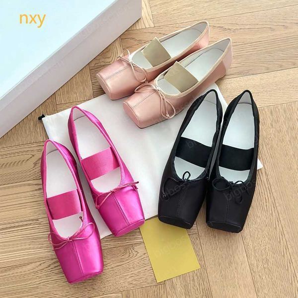 Ballet Shoes Designer Dress Shoes Luxury Square Toe Letter Fashion Women Black Flats Boat Shoes Leather Loafers Large