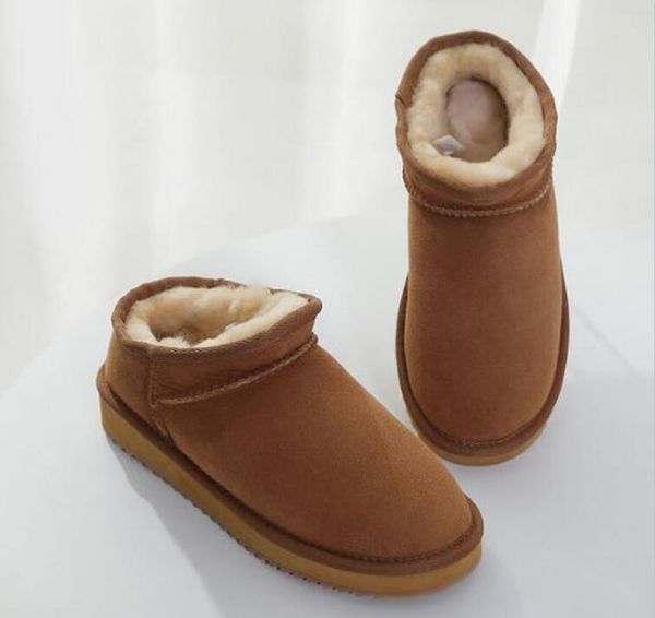 Women Boots short Comfy Booties Suede Sheepskin Fur Lined Slides Winter Shoes Black Chestnut Boots