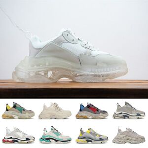 2021 Fashion Triple S White Men Women Running Shoes Clear Sole Neon Green Red Grey Yellow Pink Outdoor Sport Casual Classic Walking Jogging Trainers