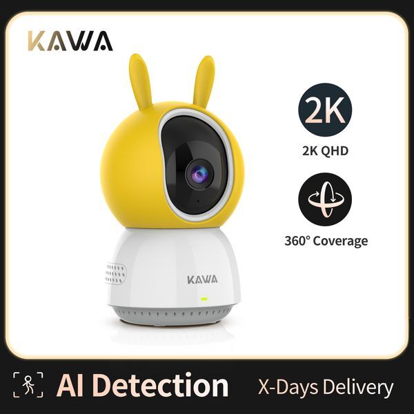Baby Monitors KAWA 2K IP Camera Wifi 360 Indoor Video Surveillance Cameras Security PTZ CCTV Smart Home Wireless Pet Baby Monitor Track Alexa 230701