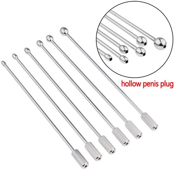 Chastity Devices Hollow Penis Plug Male Urethral Dilator Horse Eye Stimulation Sounding Masturbator Metal Urethrals Catheter Sex Toys for MenStain