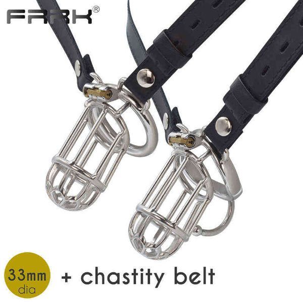 NXYCockrings FRRK Strap On Cock Cage with Chastity Belt Device for Male Men&#039;s Steel Penis Rings BDSM Adults 18 Sex Toys Erotic Sexual Shop 1124