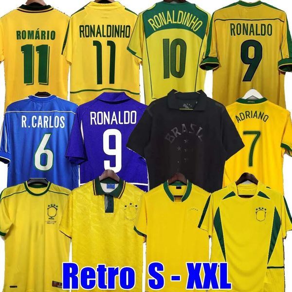 1998 Brasil soccer jerseys 2002 retro shirts Carlos Romario Ronaldo Ronaldinho 2004 camisa de futebol 1994 BraziLS 2006 RIVALDO ADRIANO 1988 2000 1957 2013 All black