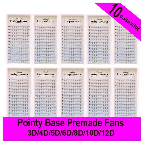 Eyelashes Lashprofessor 10 Cases/Lot Premade Fan Lashes Eyelash Extensions Sharp Narrow Slim Thin Pointy Base Russian Volume Fans Cilios