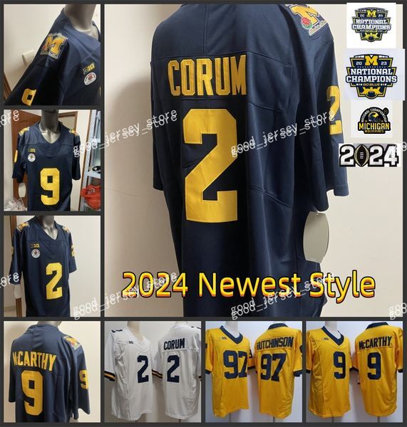 Michigan Football Jersey &quot;J.J. Mccarthy&quot; 2024 ROSE Bowl &#039;&#039;Tom Brady &#039;&#039;Aidan Hutchinson&#039;&#039;Blake Corum&#039;&#039; Jersey Michigan Wolverines Newest Style