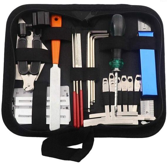 Guitar Tool Kit Repairing Maintenance Tools String Organizer String Action Ruler Gauge Measuring Tool Hex Wrench Set Files Finge1