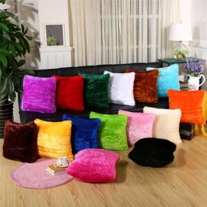 Cushion/Decorative Pillow Solid Color Plush Case Sofa Waist Throw Pillows Fluffy Square Cushion Cover Home Decor Housse De Coussin 43*43cm