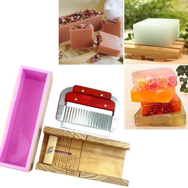 Set Wooden Soap Loaf Cutter Mold And Rectangle Silicone L5YE Baking & Pastry Tools