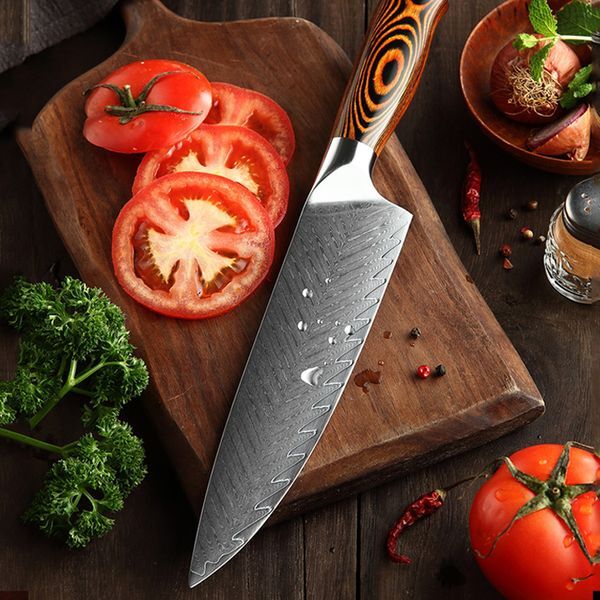 8&quot;inch Japanese Kitchen Knives 67 Layers Damascus Pattern Chef Knife Sharp Santoku Cleaver Slicing Utility Knives Tool EDC New