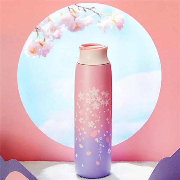 Starbucks Style Spot 304 Other Sporting Goods Japanese Cherry Blossom Stainless Steel ladies portable hand held thermos cup252Y