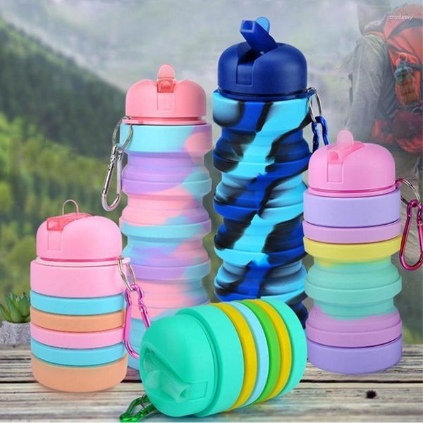 Creative Labs Water Bottles 550ml Creative Outdoor Silicone Folding Bottle Sports Decompression Cup