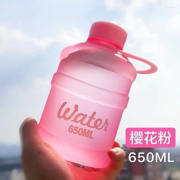 Water Bottles 650Ml Cute Bottle Mini Bucket Plastic Outdoor Sport Drinking Portable Large Capacity Cup Gym Hiking