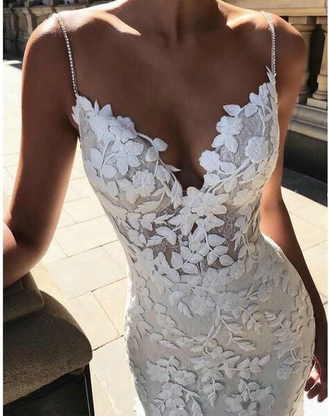 2021 Berta Mermaid Wedding Dresses 3D Floral Applique Lace Backless Sweep Tulle Train Plus Size Boho Beach Bridal Gowns Robe De250c